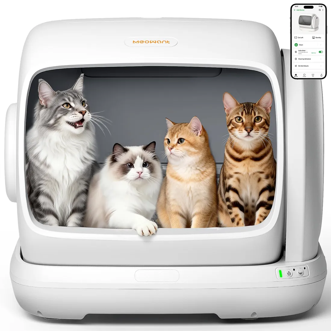 MeoWant Arenero Autolimpiable 106L, Extra Grande, Entrada Baja