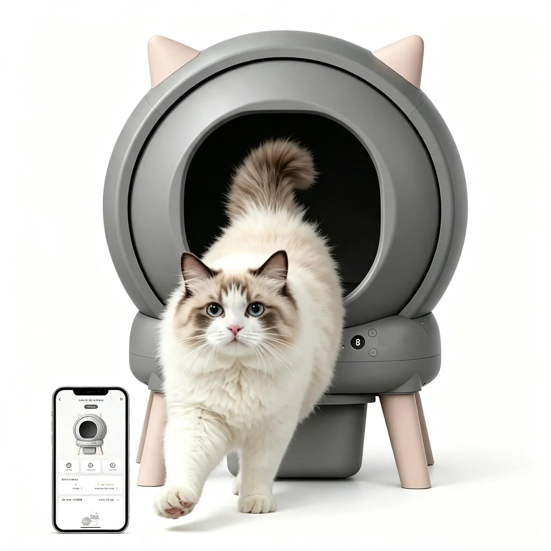 RBFGYIOP Arenero Autolimpiable 73L, Diseño Orejas de Gato